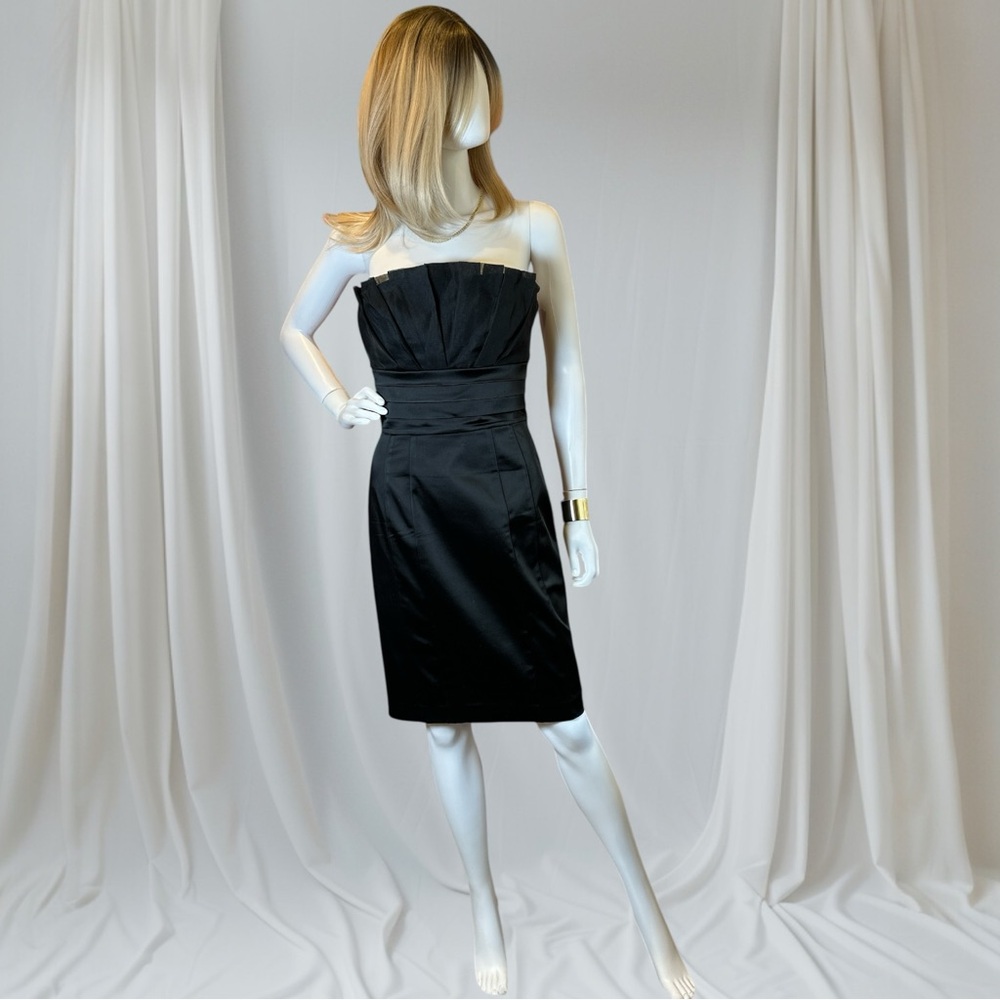 Bebe Black Strapless Sheath Cocktail Dress